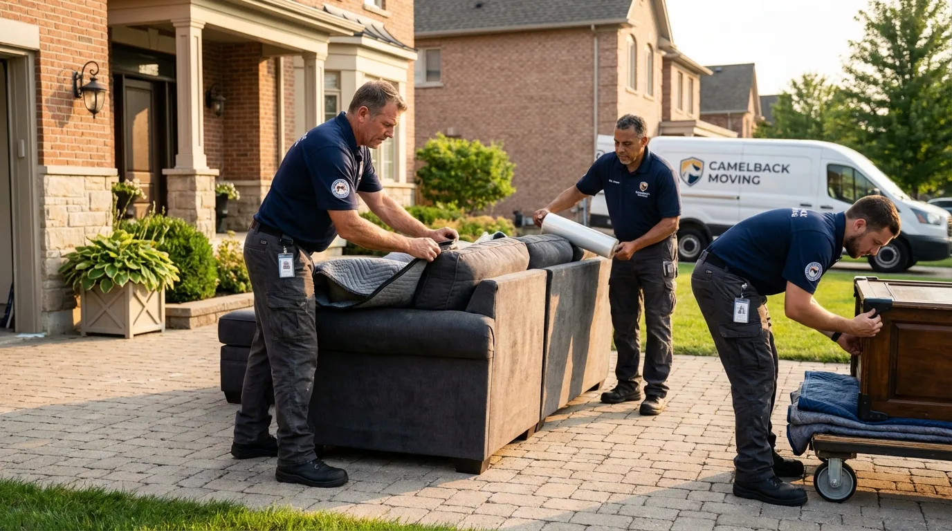 Large estate moving crew wrapping furniture in Randolph, NY